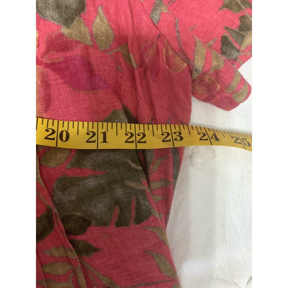 Vintage Lisa II Linen Maxi Dress 18W Pink FLoral Cottagecore Prairie 80's - Picture 8 of 8